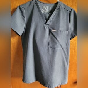 Figs Catarina Scrub Top XS Heather Denim